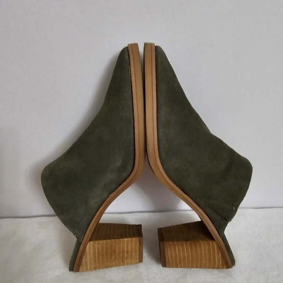 Splendid Olive Genuine Suede Slip-On Roberta Stacked Heel Mules - Picture 5 of 14